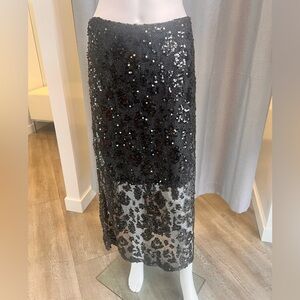 Design History - Women’s - Size Large - Black Sequin Maxi Skirt - NWT